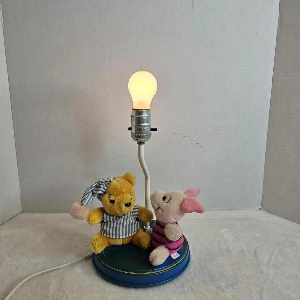 VTG  Winnie the Pooh and Piglet Plush Night Light Disney Nursery Lamp